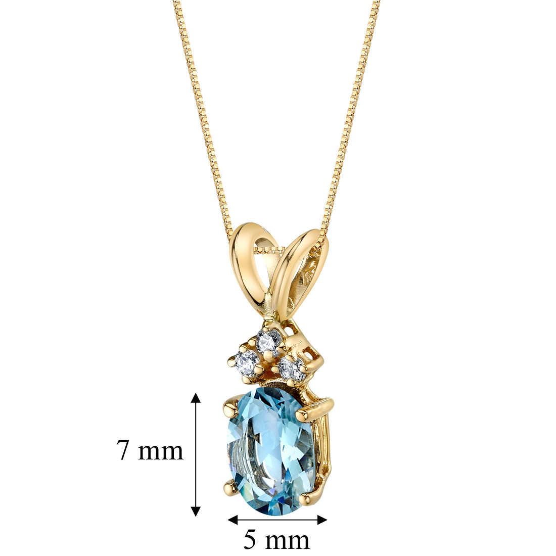 14 Karat Yellow Gold Oval Shape 0.75 Carats Aquamarine Diamond Pendant