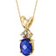 14 Karat Yellow Gold Oval Shape 1.00 Carats Created Blue Sapphire Diamond Pendant P9676