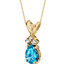 14 Karat Yellow Gold Pear Shape 0.75 Carats Swiss Blue Topaz Diamond Pendant P9698