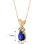 14 Karat Yellow Gold Pear Shape 1.00 Carats Created Blue Sapphire Diamond Pendant P9704