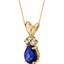 14 Karat Yellow Gold Pear Shape 1.00 Carats Created Blue Sapphire Diamond Pendant P9704