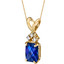 14 Karat Yellow Gold Radiant Cut 1.25 Carats Created Blue Sapphire Diamond Pendant P9730