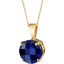 14 Karat Yellow Gold Round Cut 2.50 Carats Created Blue Sapphire Pendant P9754