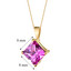 14 Karat Yellow Gold Princess Cut 3.00 Carats Created Pink Sapphire Pendant P9776