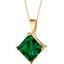 14 Karat Yellow Gold Princess Cut 2.25 Carats Created Emerald Pendant P9780