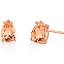 14K Rose Gold Pear Shape 1.00 Carats Morganite Stud Earrings E19130