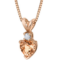 14 Karat Rose Gold Heart Shape 0.75 Carats Morganite Diamond Pendant P9814