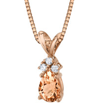 14 Karat Rose Gold Pear Shape 0.50 Carats Morganite Diamond Pendant P9818