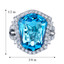 12.50 carats Swiss Blue Topaz Diamond Trapezoid Ring 14K White Gold