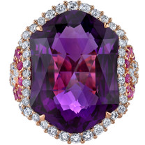 15.25 carats Amethyst Diamond and Pink Sapphire Ring 14K Rose Gold