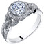 14k White Gold Peora Simulated Diamond Engagement Ring 1.00 Carat Center Sizes 4-10