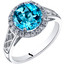 14K White Gold Swiss Blue Topaz Galleria Ring 2.50 Carats Sizes 5-9