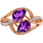 14K Rose Gold Two Stone Amethyst Ring Pear Shape 1.25 Carats Sizes 5-9