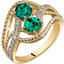 14K Yellow Gold Two Stone Created Emerald Ring 1.00 Carats Sizes 5-9