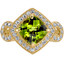 14K Yellow Gold Peridot Ring Cushion Cut 2.50 Carats Sizes 5-9