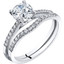 14K White Gold Classic Engagement Ring and Wedding Band Bridal Set Sizes 4-10
