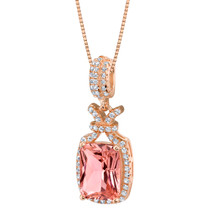 Simulated Morganite Rose-Tone Sterling Silver Glam Pendant Necklace