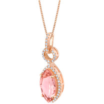 Simulated Morganite Rose-Tone Sterling Silver Royal Pendant Necklace