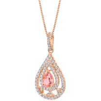 Simulated Morganite Rose-Tone Sterling Silver Divine Pendant Necklace