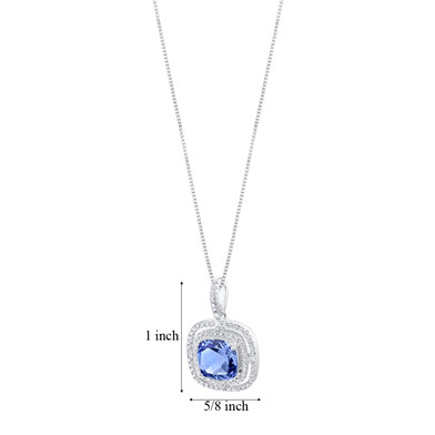 Simulated Tanzanite Sterling Silver Glisten Pendant Necklace
