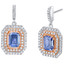 Simulated Tanzanite Two-Tone Sterling Silver Octagon Poise Earrings
