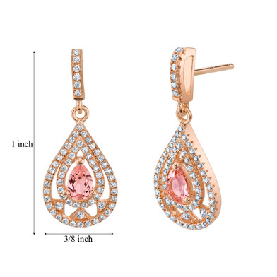 Simulated Morganite Rose-Tone Sterling Silver Chandelier Earrings