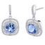 Simulated Tanzanite Sterling Silver Cushion Swing Earrings