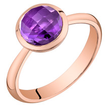 14k Rose Gold 1.50 carat Amethyst Solitaire Dome Ring
