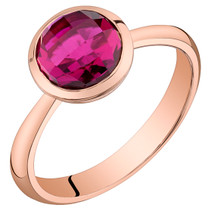 14k Rose Gold 2.50 carat Created Ruby Solitaire Dome Ring