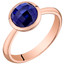 14k Rose Gold 2.25 carat Created Blue Sapphire Solitaire Dome Ring