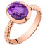 14k Rose Gold 2.00 carat Amethyst Cupola Solitaire Dome Ring