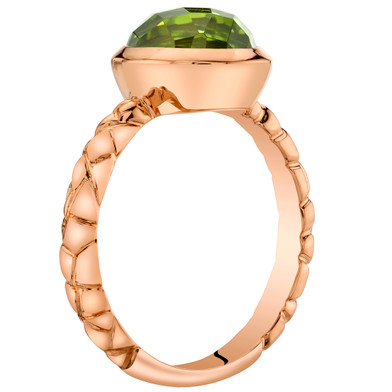 14k Rose Gold 2.50 carat Peridot Cupola Solitaire Dome Ring