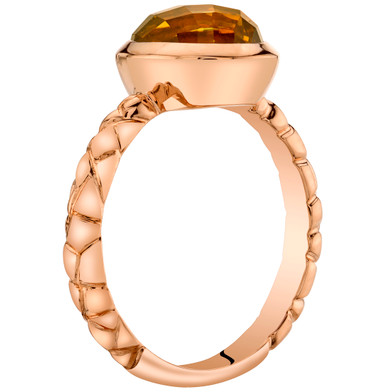 14k Rose Gold2.00 carat Citrine Cupola Solitaire Dome Ring