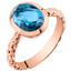 14k Rose Gold 2.50 carat London Blue Topaz Cupola Solitaire Dome Ring