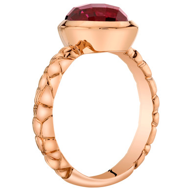 14k Rose Gold 3.00 carat Created Ruby Cupola Solitaire Dome Ring