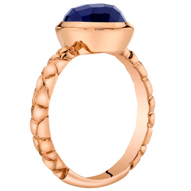 14k Rose Gold 3.00 carat  Created Blue Sapphire Cupola Solitaire Dome Ring