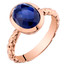 14k Rose Gold 3.00 carat  Created Blue Sapphire Cupola Solitaire Dome Ring