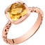 14k Rose Gold 2.00 carat Citrine Cushion Cut Woven Solitaire Dome Ring