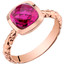 14k Rose Gold 2.50 carat Created Ruby Cushion Cut Woven Solitaire Dome Ring