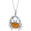 Baltic Amber Sterling Silver Crab Pendant Necklace