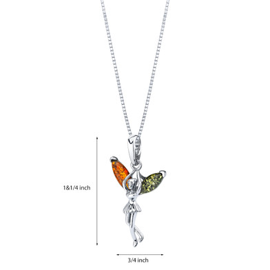 Baltic Amber Sterling Silver Fairy Pendant Necklace