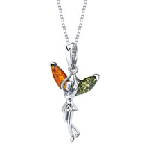 Baltic Amber Sterling Silver Fairy Pendant Necklace