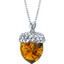 Baltic Amber Sterling Silver Acorn Pendant Necklace