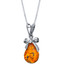 Baltic Amber Sterling Silver Bow Pendant Necklace