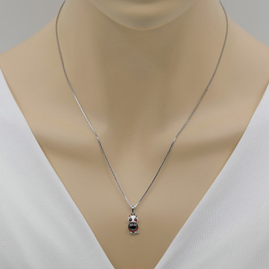 Garnet Mini Owl Stelring Silver Pendant Necklace