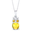 Citrine Mini Owl Sterling Silver Pendant Necklace