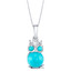 Sterling Silver Mini Owl Synthetic Turquoise Pendant Necklace