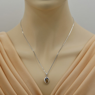 Citrine Sterling Silver Sphere Pendant Necklace