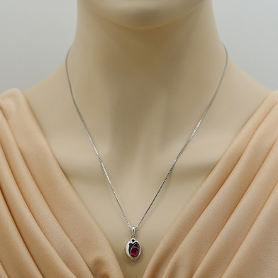 Created Ruby Sterling Silver Sphere Pendant Necklace