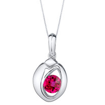 Created Ruby Sterling Silver Sphere Pendant Necklace